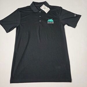 Nike Polo Shirt Mens XS Black Android Logo Embroidered Golf Tech -FAIR CONDITION